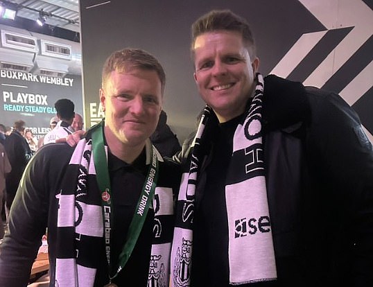 Newcastle boss Eddie Howe posed for a photo with Jake Humphrey at Boxpark